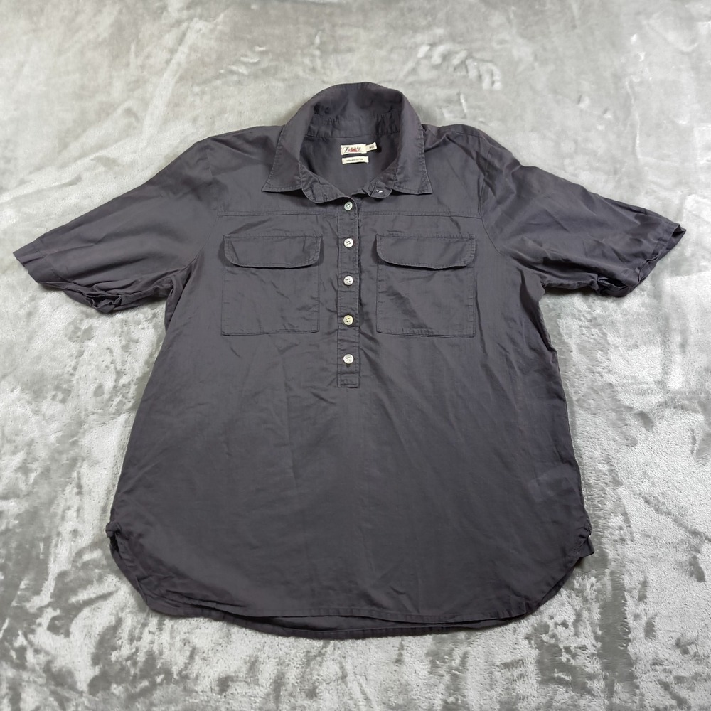Faherty The Uptown Shirt Womens Medium Popover Quarter Button Boxy‎ Washed Top